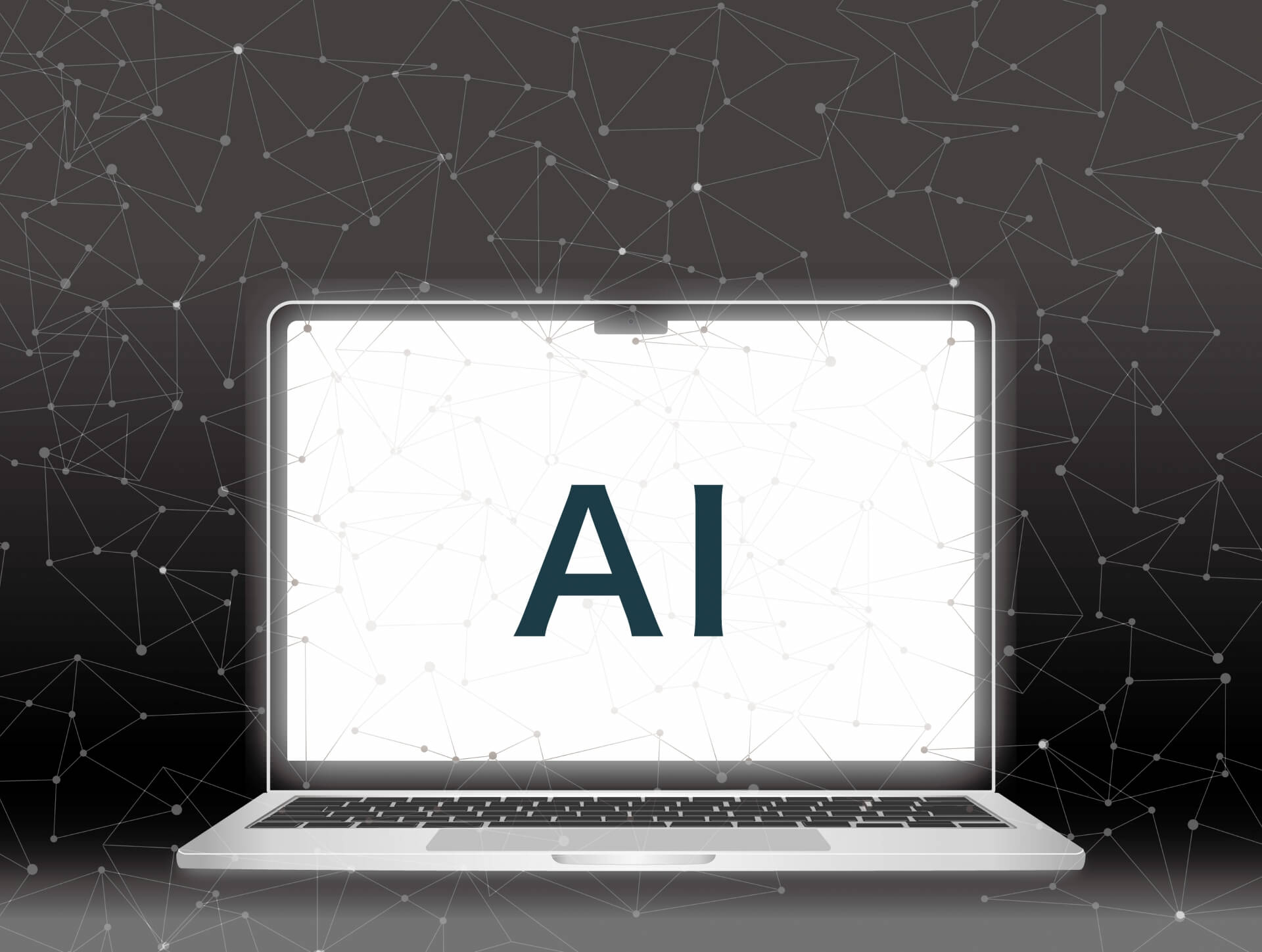 AI技術を表示するノートパソコン